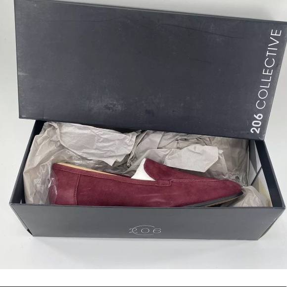 Women Loafer Suede, Pointed Toe Ballet Shoes, Burgundy -206 Collective 6B M - Picture 6 of 7